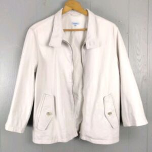 Italian Malo Leather Jacket Mens US 36 Medium Cream Buttery Soft Pelle Luxury